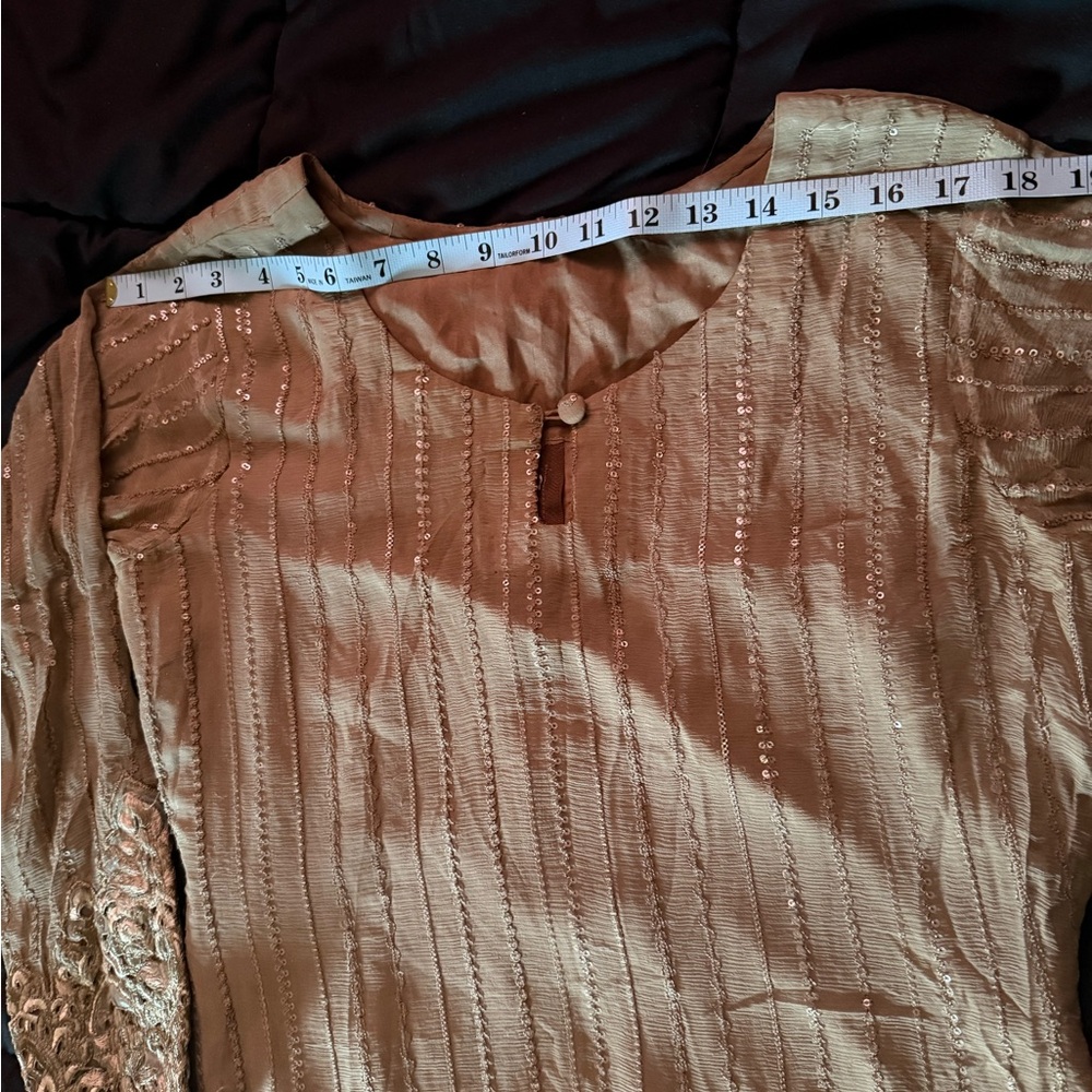 Elegant Tan Long Sleeve Blouse